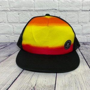 Trucker Hat Mesh Billabong Board Shorts 1973 Cap Striped Yellow Orange Snapback